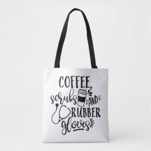 Bolso De Tela Enfermera divertida para el café y guantes de goma