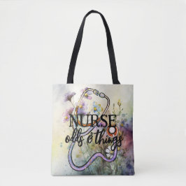 Bolso De Tela Enfermera divertida personalizada Stethoscope Flor