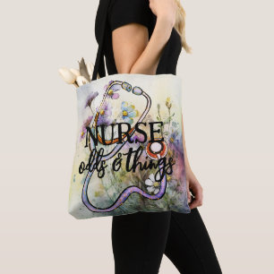 Bolso De Tela Enfermera divertida personalizada Stethoscope Flor