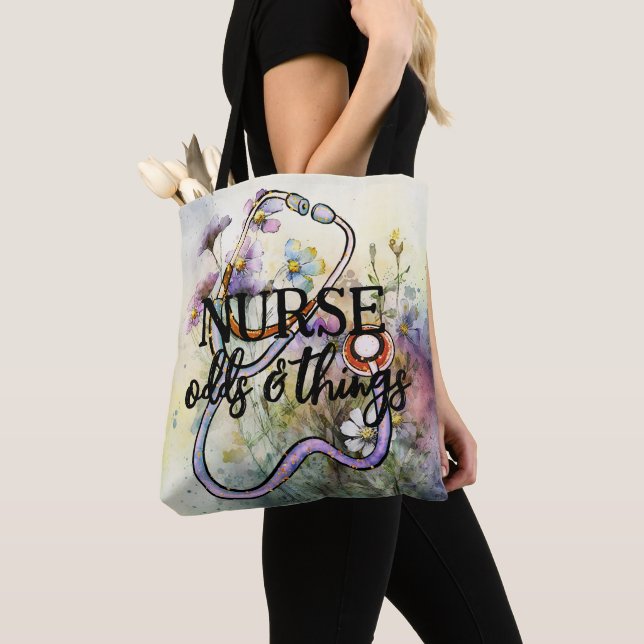 Bolso De Tela Enfermera divertida personalizada Stethoscope Flor (Detalle)