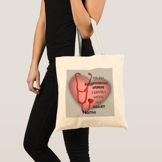 Bolso De Tela Enfermera excepcional corazón rojo (Anverso (producto))