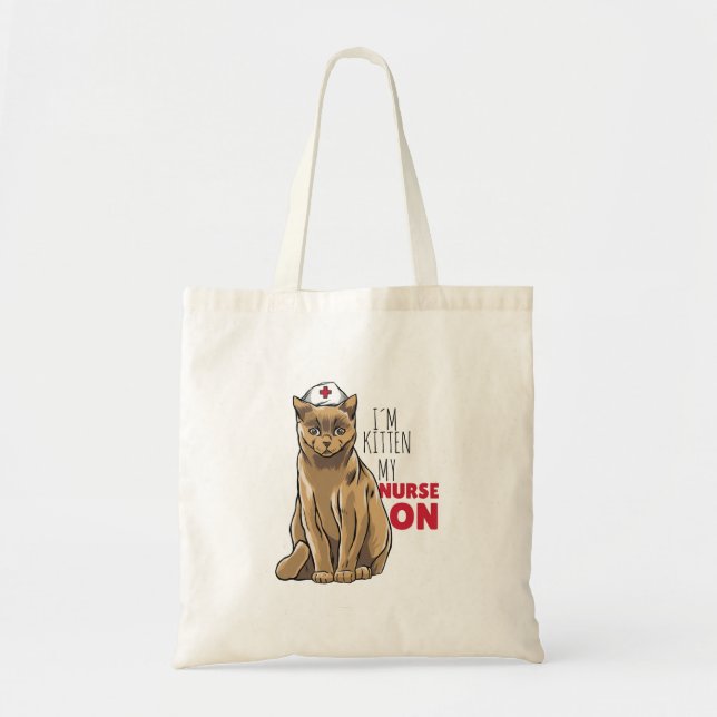 Bolso De Tela Enfermera Gatito Lindo (Frente)