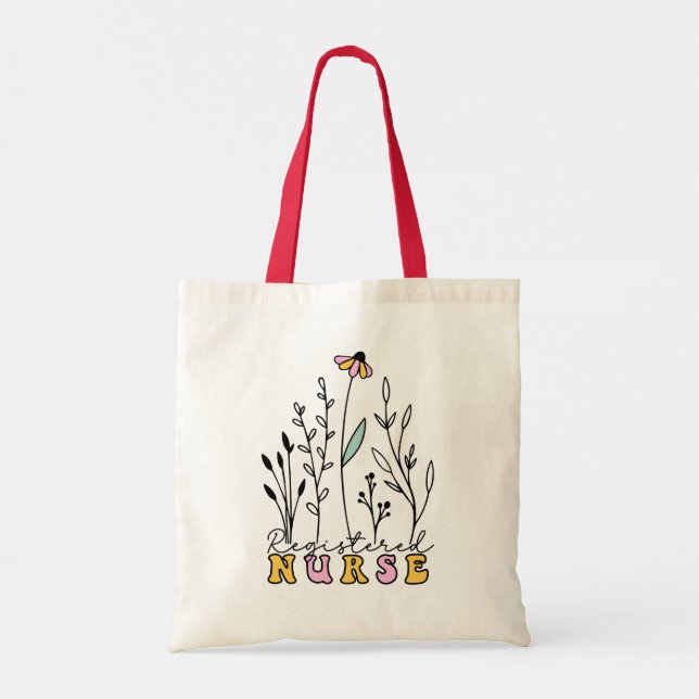 Bolso De Tela Enfermera inscrita en Flores salvajes (Reverso)
