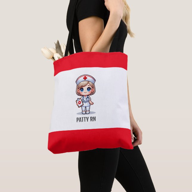 Bolso De Tela Enfermera manga con Personalizado de ojos azules d (Detalle)