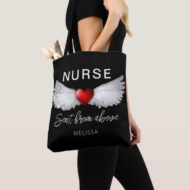 Bolso De Tela Enfermera médica personalizada Ángel Wings Corazón (Detalle)