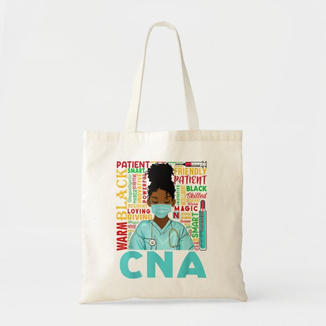 Bolso De Tela Enfermera negra fuerte CNA Afro Melanin Afroameric (Frente)