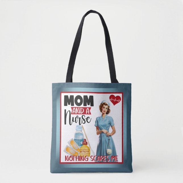 Bolso De Tela Enfermera nostálgica cute pinup mamá y enfermera (Anverso)