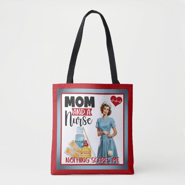 Bolso De Tela Enfermera nostálgica cute pinup mamá y enfermera (Anverso)