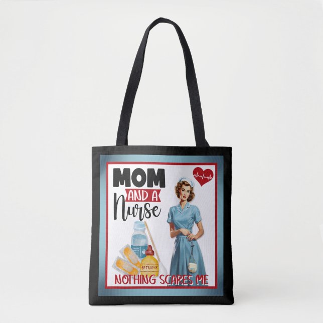 Bolso De Tela Enfermera nostálgica cute pinup mamá y enfermera (Anverso)