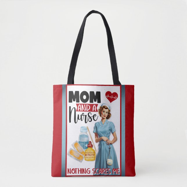 Bolso De Tela Enfermera nostálgica cute pinup mamá y enfermera (Anverso)