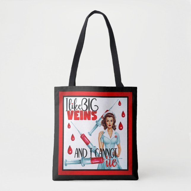 Bolso De Tela Enfermera Nostálgica Cute Pinup Me Gusta Las Venas (Anverso)