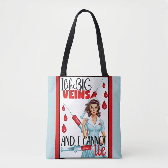 Bolso De Tela Enfermera Nostálgica Cute Pinup Me Gusta Las Venas (Anverso)