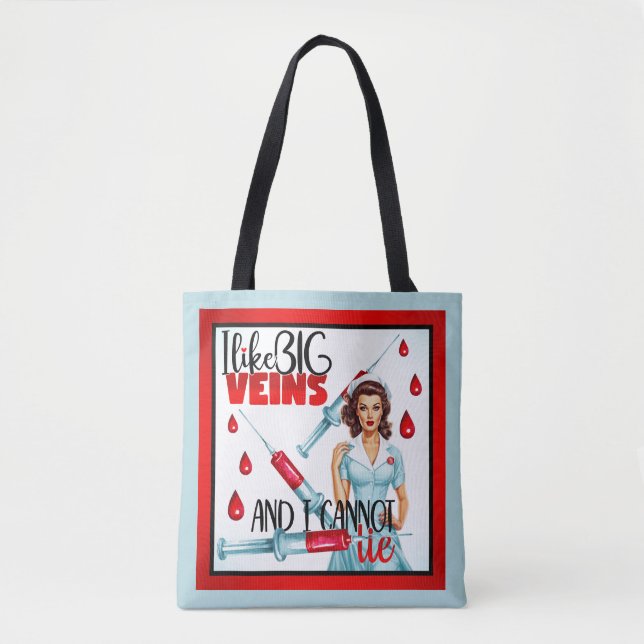 Bolso De Tela Enfermera Nostálgica Cute Pinup Me Gusta Las Venas (Anverso)