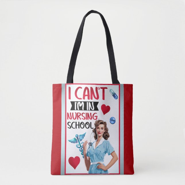Bolso De Tela Enfermera Nostálgica en escuela de Enfermería (Anverso)