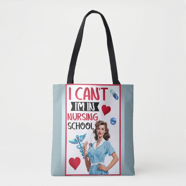 Bolso De Tela Enfermera Nostálgica en escuela de Enfermería (Anverso)