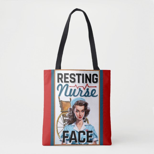 Bolso De Tela Enfermera nostálgica lindo Pinup Enfermera de enfe (Anverso)