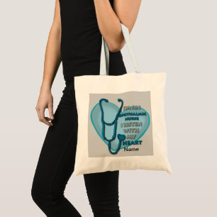 Bolso De Tela Enfermera oftálmica del corazón azul