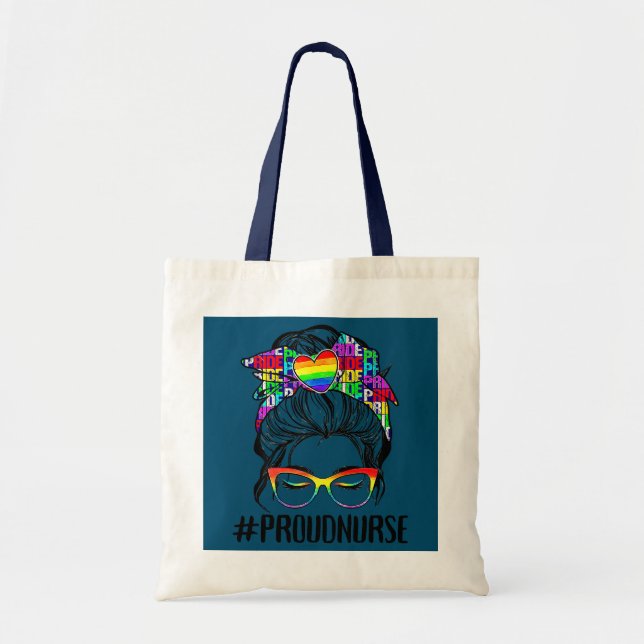 Bolso De Tela Enfermera orgullosa del orgullo gay LGBT Messy Bun (Frente)
