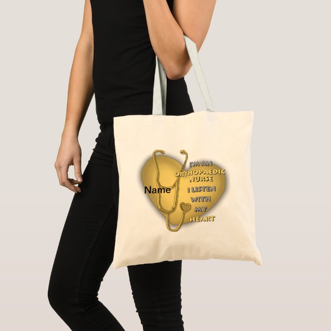 Bolso De Tela Enfermera ortopédica del corazón amarillo (Anverso (producto))