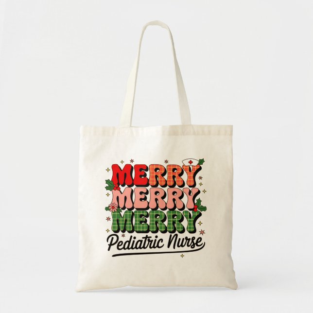 Bolso De Tela Enfermera pediátrica de Navidad (Frente)