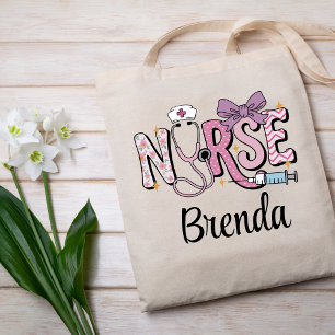 Bolso De Tela Enfermera personalizada Cute Bow Stethoscope