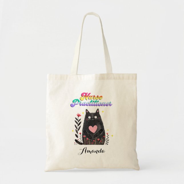 Bolso De Tela Enfermera practicante Floral Boho Heart (Frente)