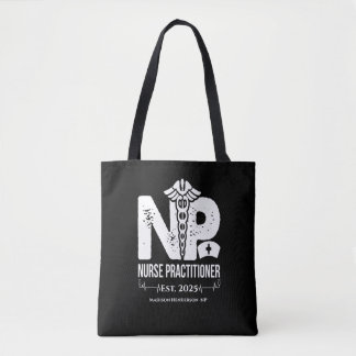 Bolso De Tela Enfermera practicante Personalizado Blanco Negro