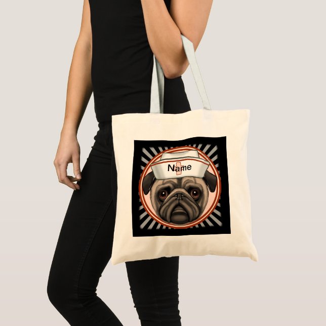 Bolso De Tela Enfermera pug  (Anverso (producto))