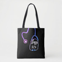 Bolso De Tela Enfermera Registrada RN Stethoscope Violeta Púrpur