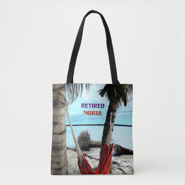 Bolso De Tela Enfermera retirada, hamaca en la playa (Anverso)