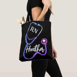 Bolso De Tela Enfermera RN Púrpura Stethoscope Rosa Negro Minima