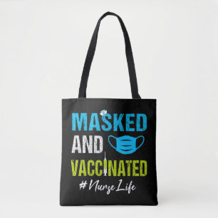 Bolso De Tela Enfermera y vacuna de enfermería mascarada y vacun