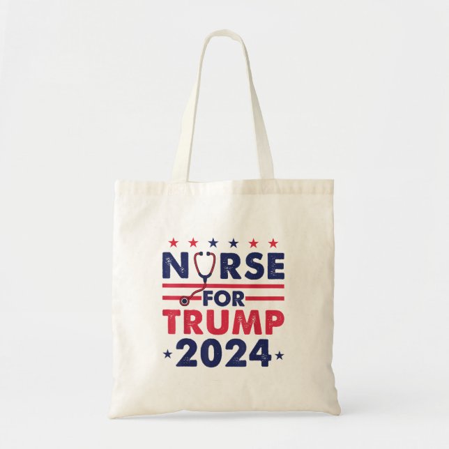 Bolso De Tela Enfermeras Retro Para Trump 2024 La Bandera Estrel (Frente)