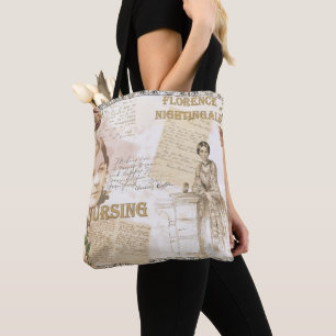 Bolso De Tela Enfermería Vintage Florence Nightingale Texto gráf