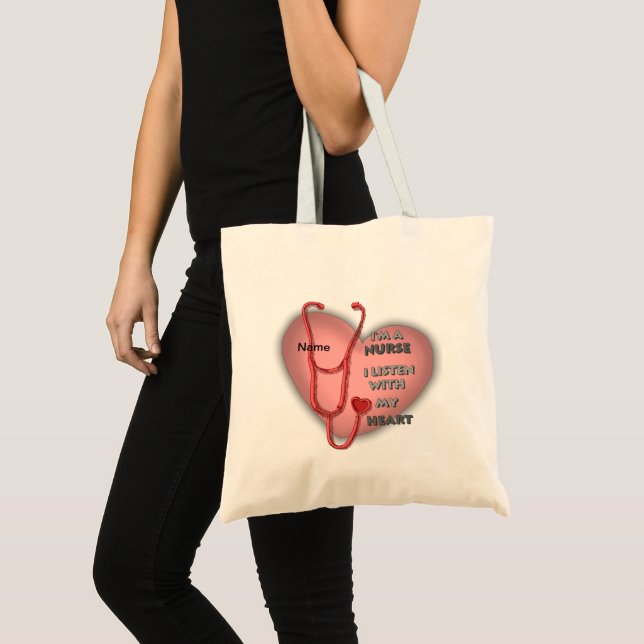 Bolso De Tela Enfermero de corazón rojo grande (Anverso (producto))