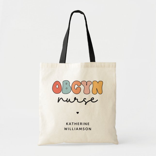 Bolso De Tela Enfermero Retro OBGYN personalizado (Frente)
