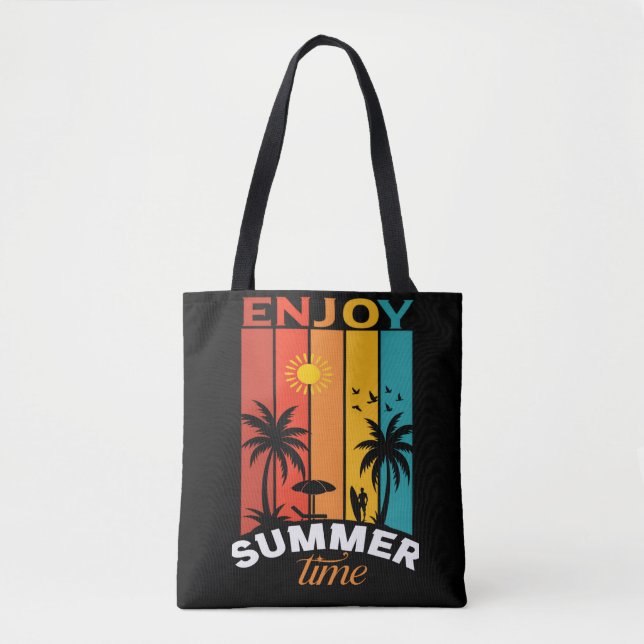 Bolso De Tela Enjoy Summer Time Retro Beach Tee (Anverso)