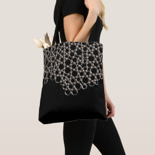 Bolso De Tela Enlaces de cadena negra