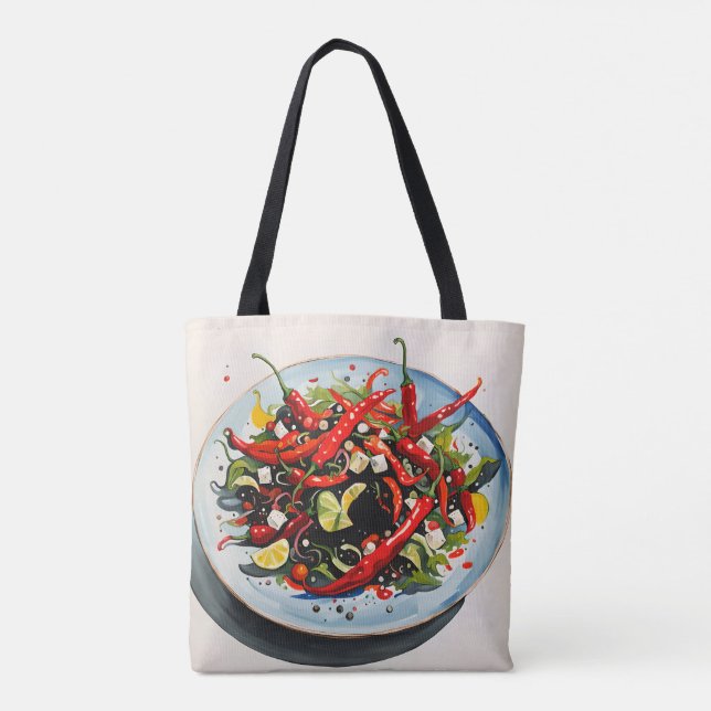 Bolso De Tela Ensalada de pimientos calientes (Reverso)