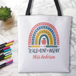 Bolso De Tela Enseña Amar Inspira Arcoíris Agradecimiento a Maes