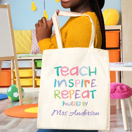 Bolso De Tela Enseña Inspira Repite Divertido Regalo de Profesor