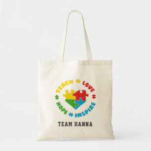 Bolso De Tela Enseñar amor esperanza inspirar autismo Personaliz