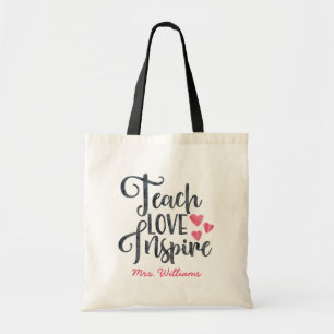 Bolso De Tela Enseñar amor inspira a un profesor personalizado