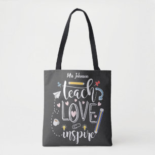 Bolso De Tela enseñar amor inspirar profesor favorito moda