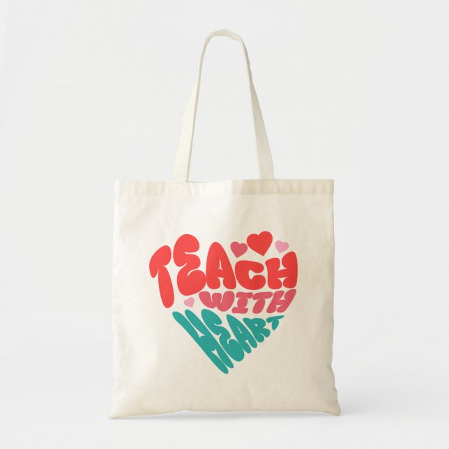 Bolso De Tela Enseñar Con Corazón (Frente)