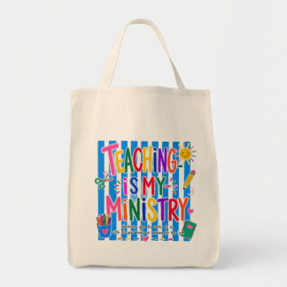 Bolso De Tela Enseñar es mi ministerio Tote para maestros cristi