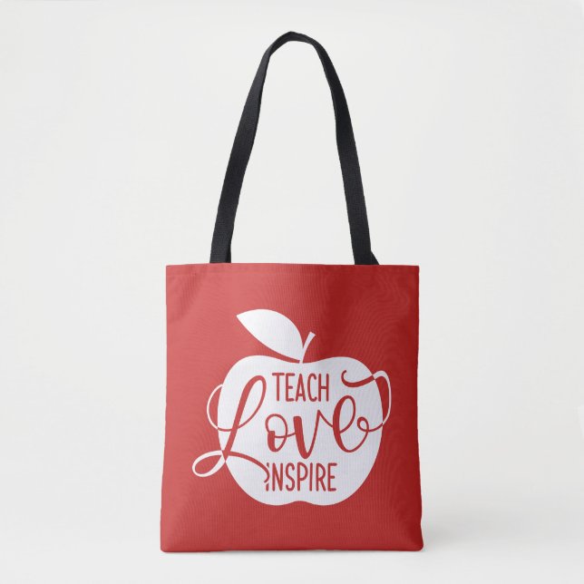 Bolso De Tela Enseñe al amor inspiran (Anverso)