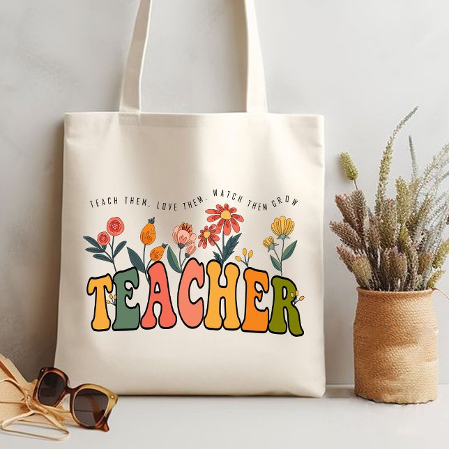 Bolso De Tela Enséñenles a ellos amarlos, observen crecer. Regal (teach them,love them, watch them grow Tote bag,teacher gift,teacher appreciation gifts,teachers gift)