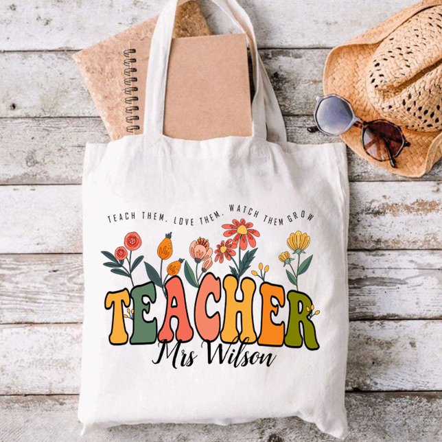 Bolso De Tela Enséñenles Que Les Aman Observar. Profesor persona (Teach Them Love Them Watch . Personalized Teacher  Tote Bag )