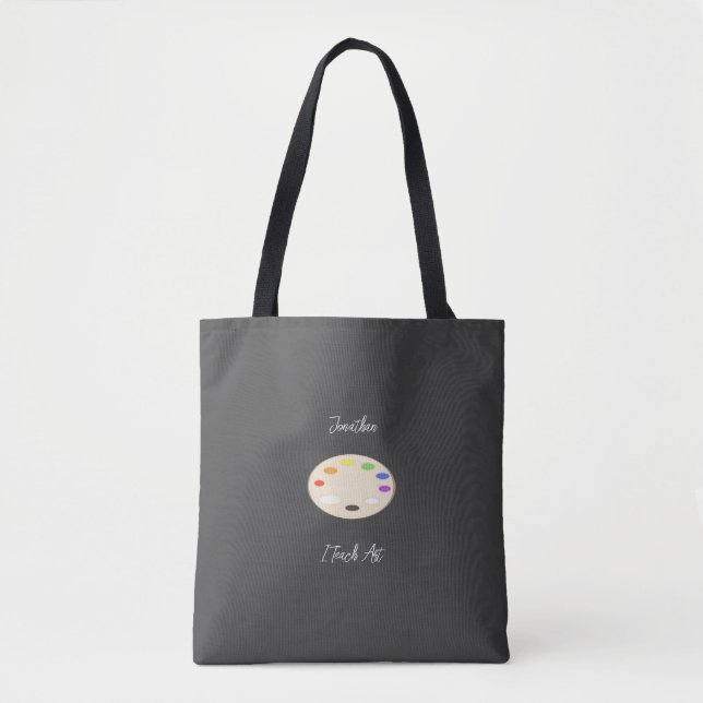 Bolso De Tela Enseño arte paleta de pintura personalizada negro (Anverso)